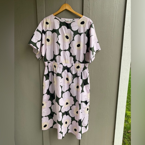 Marimekko Siloinen Pieni Unikko 2 Midi Dress Large NWOT Poppy - Picture 8 of 15
